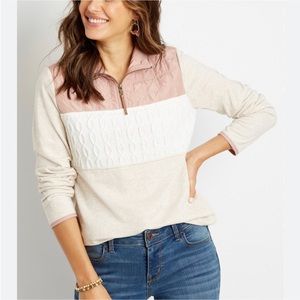 Maurice’s quarter zip pullover blush and cream size XS